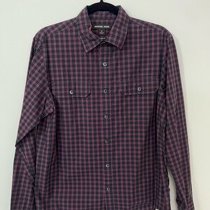 Michael Kors Men's Black and Red Checkered Shirt